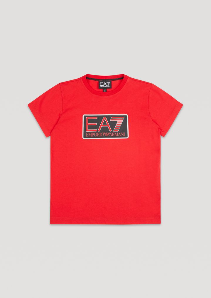 Camiseta de algodón con logotipo EA7 para niño Camiseta de algodón con logotipo EA7 para niño