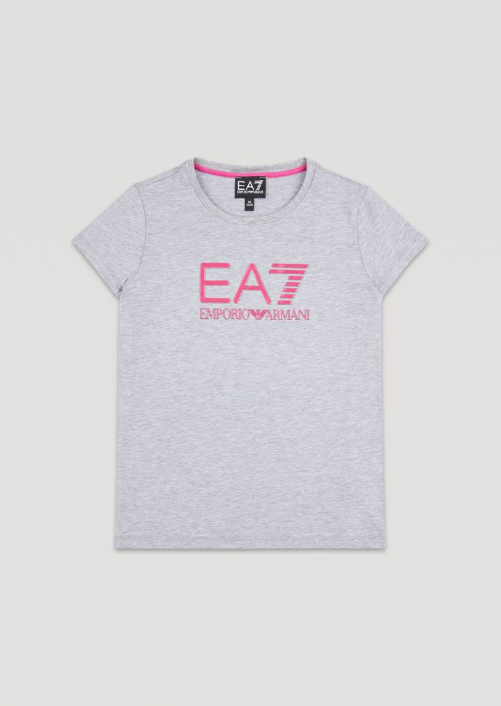 Camiseta de algodón con logotipo EA7 para niña Camiseta de algodón con logotipo EA7 para niña