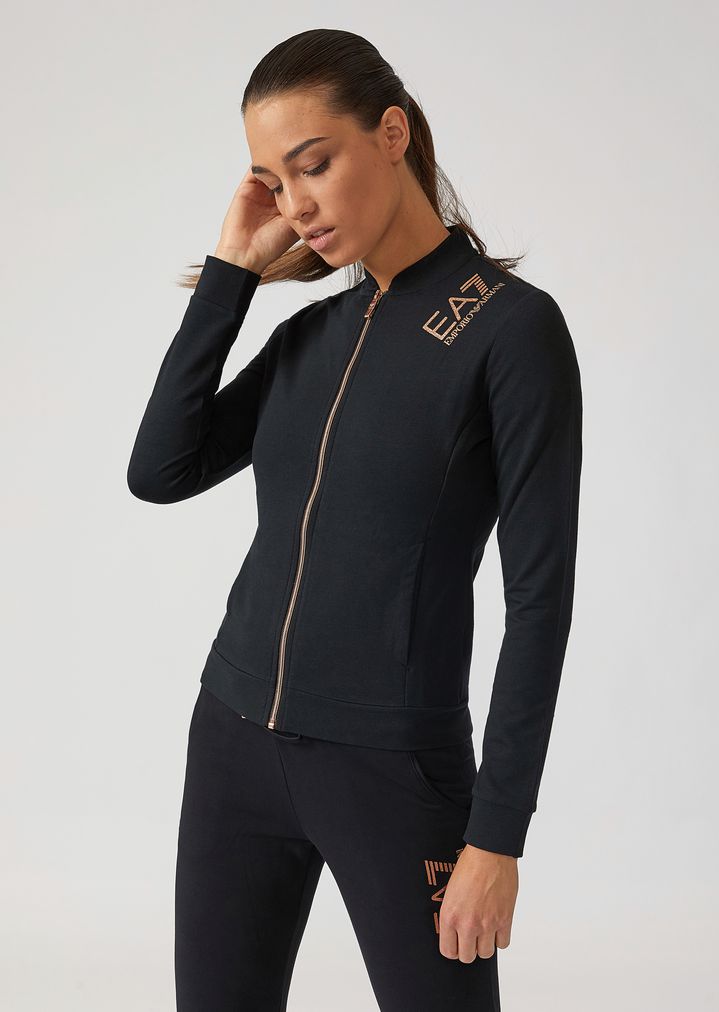 Sudadera de felpa con cremallera y logotipo de glitter Sudadera de felpa con cremallera y logotipo de glitter