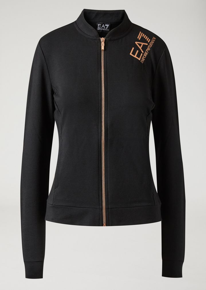 Sudadera de felpa con cremallera y logotipo de glitter Sudadera de felpa con cremallera y logotipo de glitter