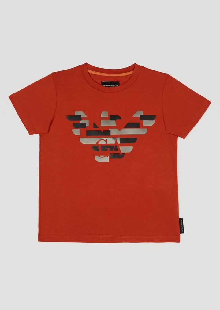 Camiseta de punto de algodón de camuflaje con logotipo Camiseta de punto de algodón de camuflaje con logotipo