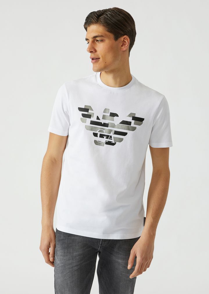 Camiseta de punto con logotipo descompuesto metalizado Camiseta de punto con logotipo descompuesto metalizado