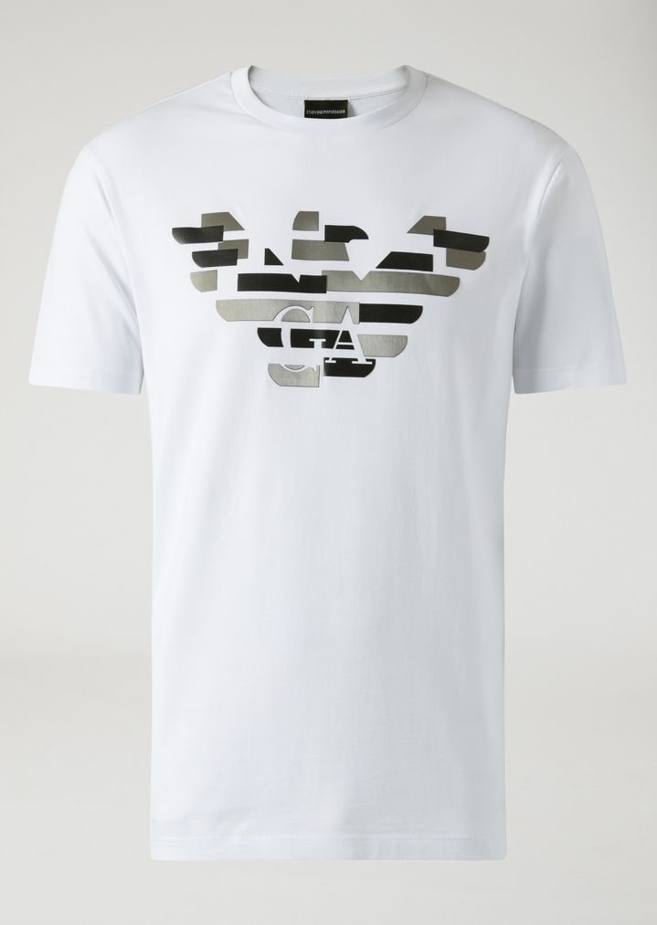 Camiseta de punto con logotipo descompuesto metalizado Camiseta de punto con logotipo descompuesto metalizado