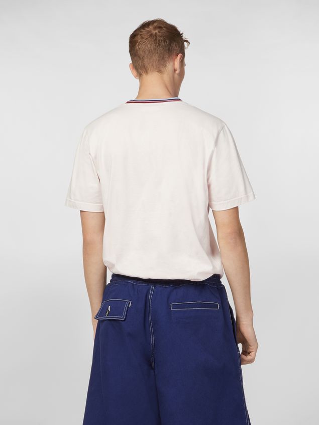 Short Sleeve T-Shirt Marni T-shirt in white cotton jersey with striped collar Man