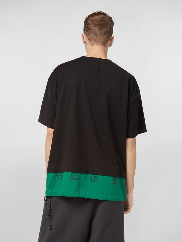 Short Sleeve T-Shirt Marni T-shirt in cotton jersey black and green Man