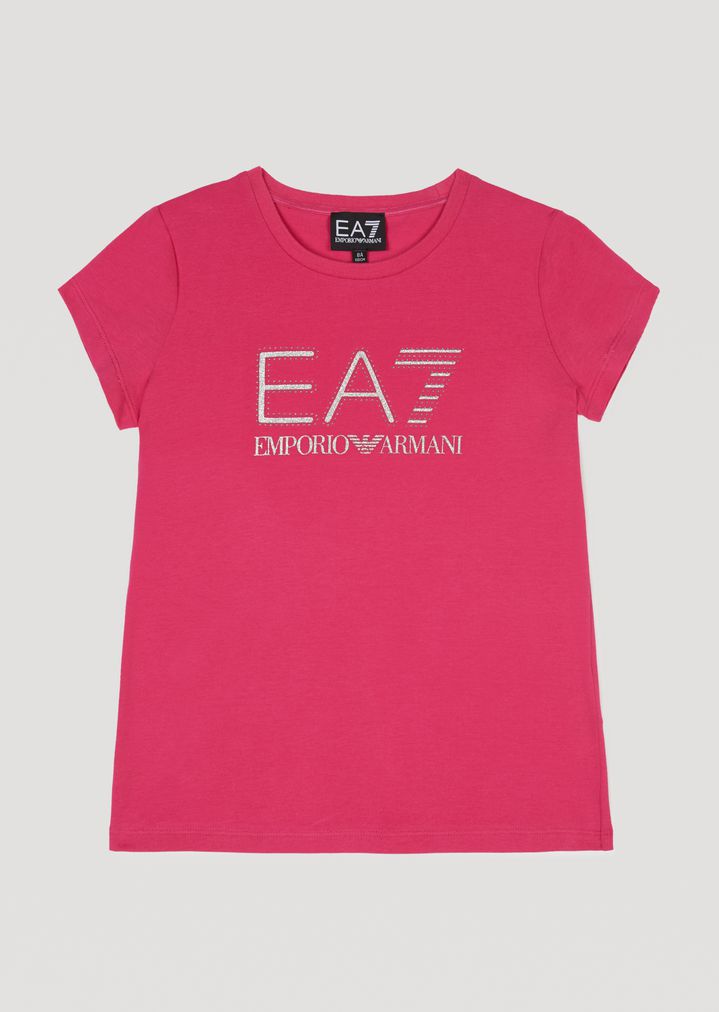 Camiseta de algodón con logotipo EA7 para niña Camiseta de algodón con logotipo EA7 para niña