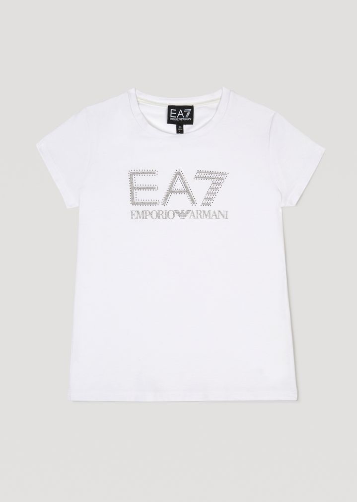 Camiseta de algodón con logotipo EA7 para niña Camiseta de algodón con logotipo EA7 para niña
