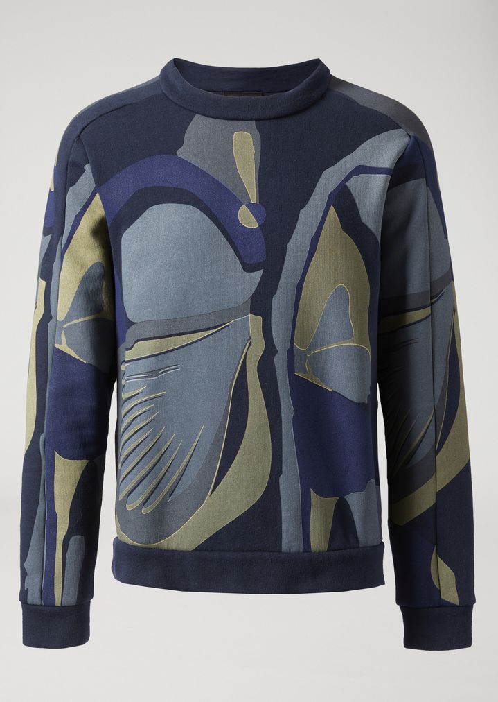 Sudadera de algodón perchado con logotipo por toda la prenda Sudadera de algodón perchado con logotipo por toda la prenda