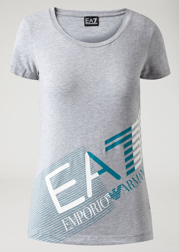 Camiseta de algodón elástico con logotipo de gran tamaño Camiseta de algodón elástico con logotipo de gran tamaño