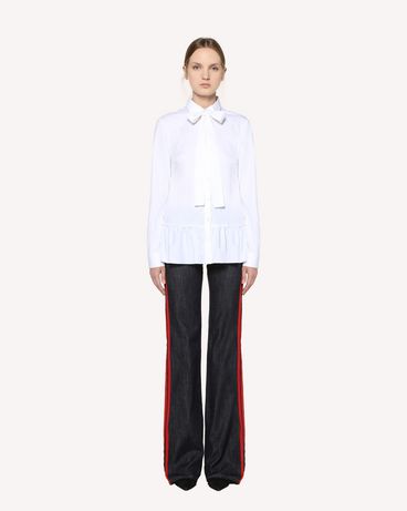 REDValentino Cotton Poplin shirt with rounded collar and bow