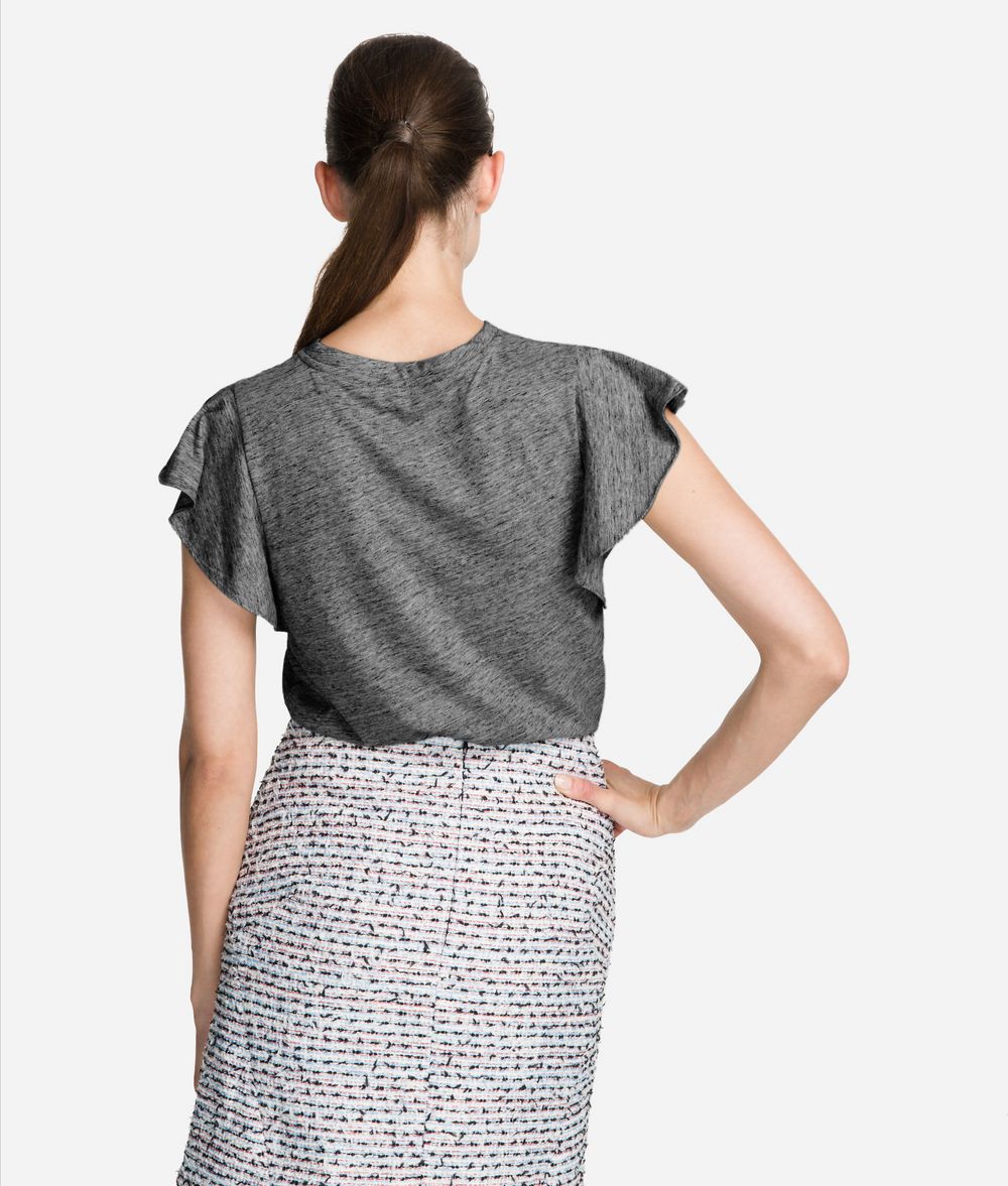 KARL LAGERFELD T-Shirt mit gerüschten Ärmeln T-Shirt Damen d