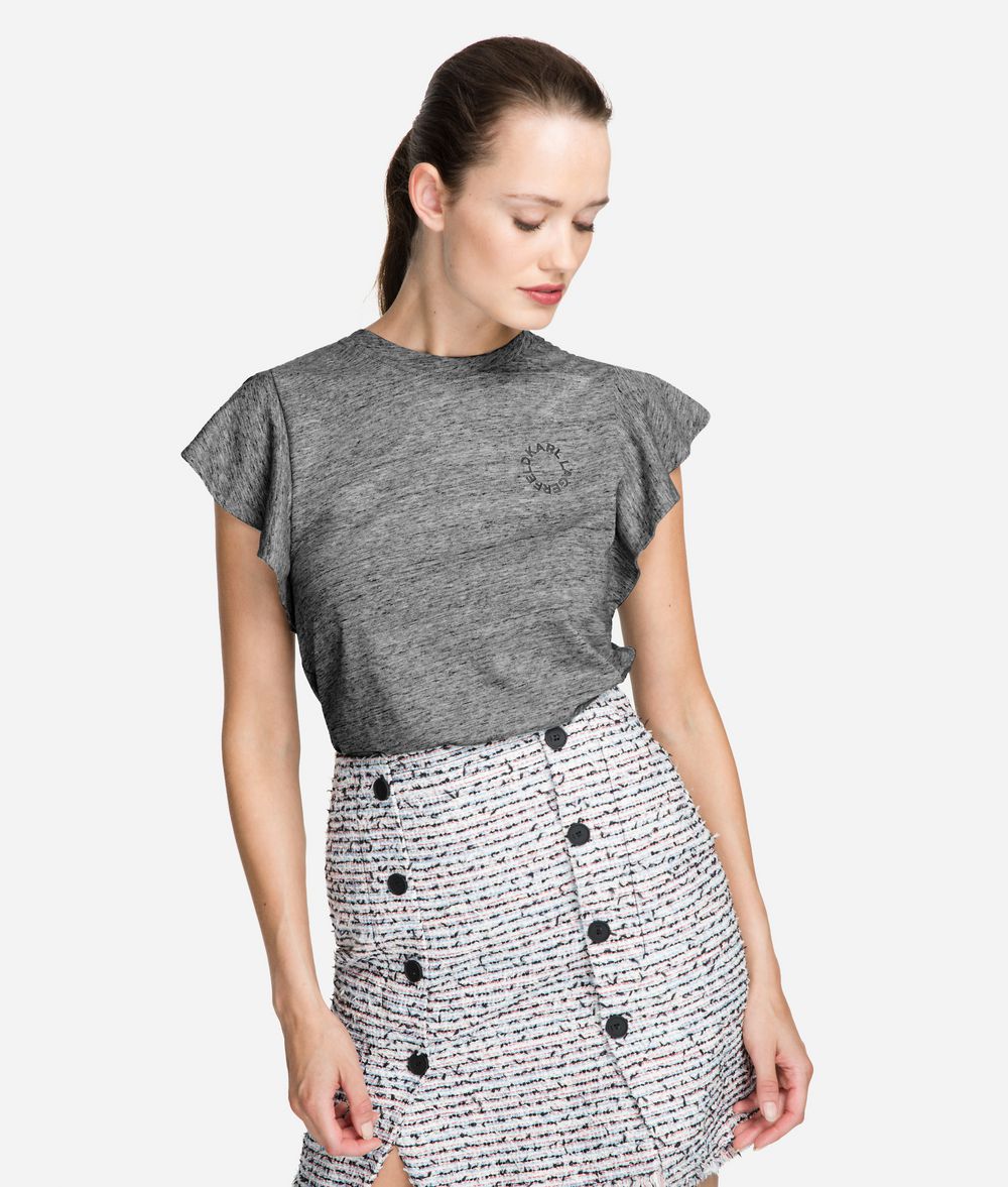KARL LAGERFELD T-Shirt mit gerüschten Ärmeln T-Shirt Damen f