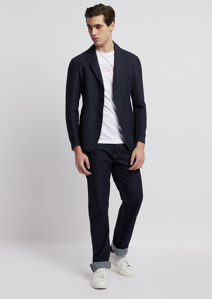 Made in Italy Tshirt with Italian flag logo print Man Emporio Armani