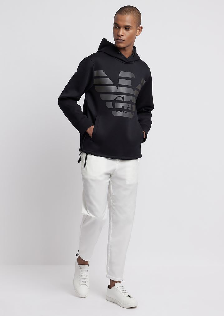 R-EA-MIX Sweatshirt aus leichtem Scuba-Gewebe mit Kapuze R-EA-MIX Sweatshirt aus leichtem Scuba-Gewebe mit Kapuze