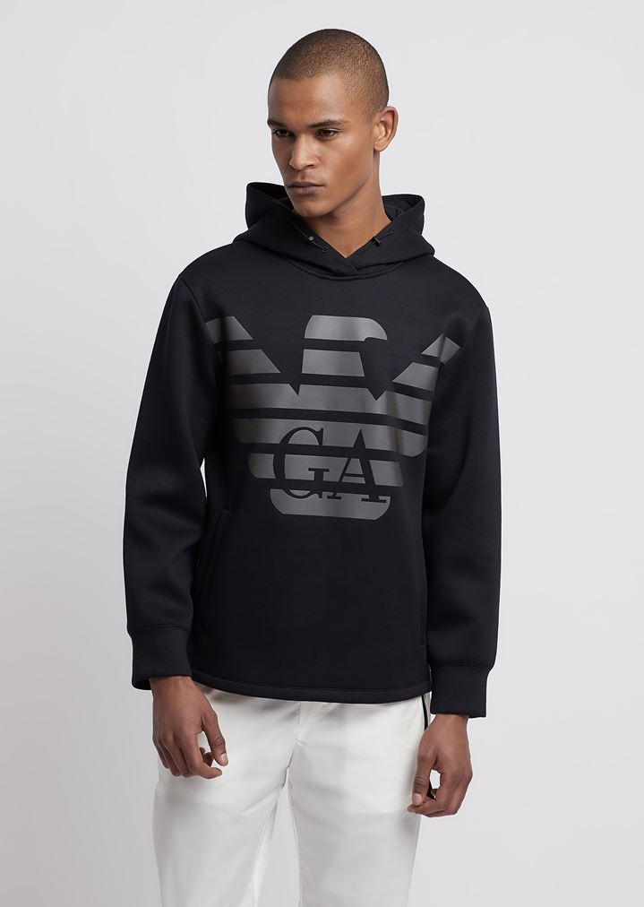 R-EA-MIX Sweatshirt aus leichtem Scuba-Gewebe mit Kapuze R-EA-MIX Sweatshirt aus leichtem Scuba-Gewebe mit Kapuze