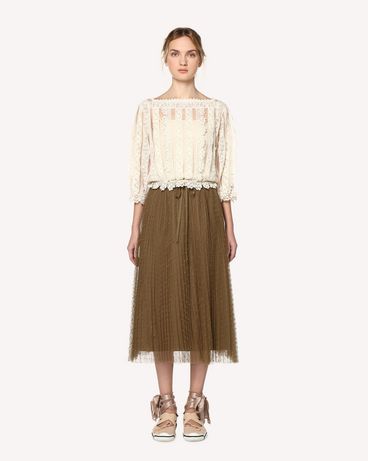 REDValentino Top en tulle et rubans en macramé