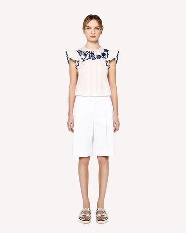 REDValentino Top en popeline de coton avec broderie terrasse décorée