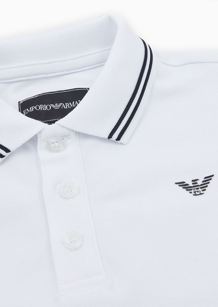 Piqué polo shirt with striped trim Piqué polo shirt with striped trim