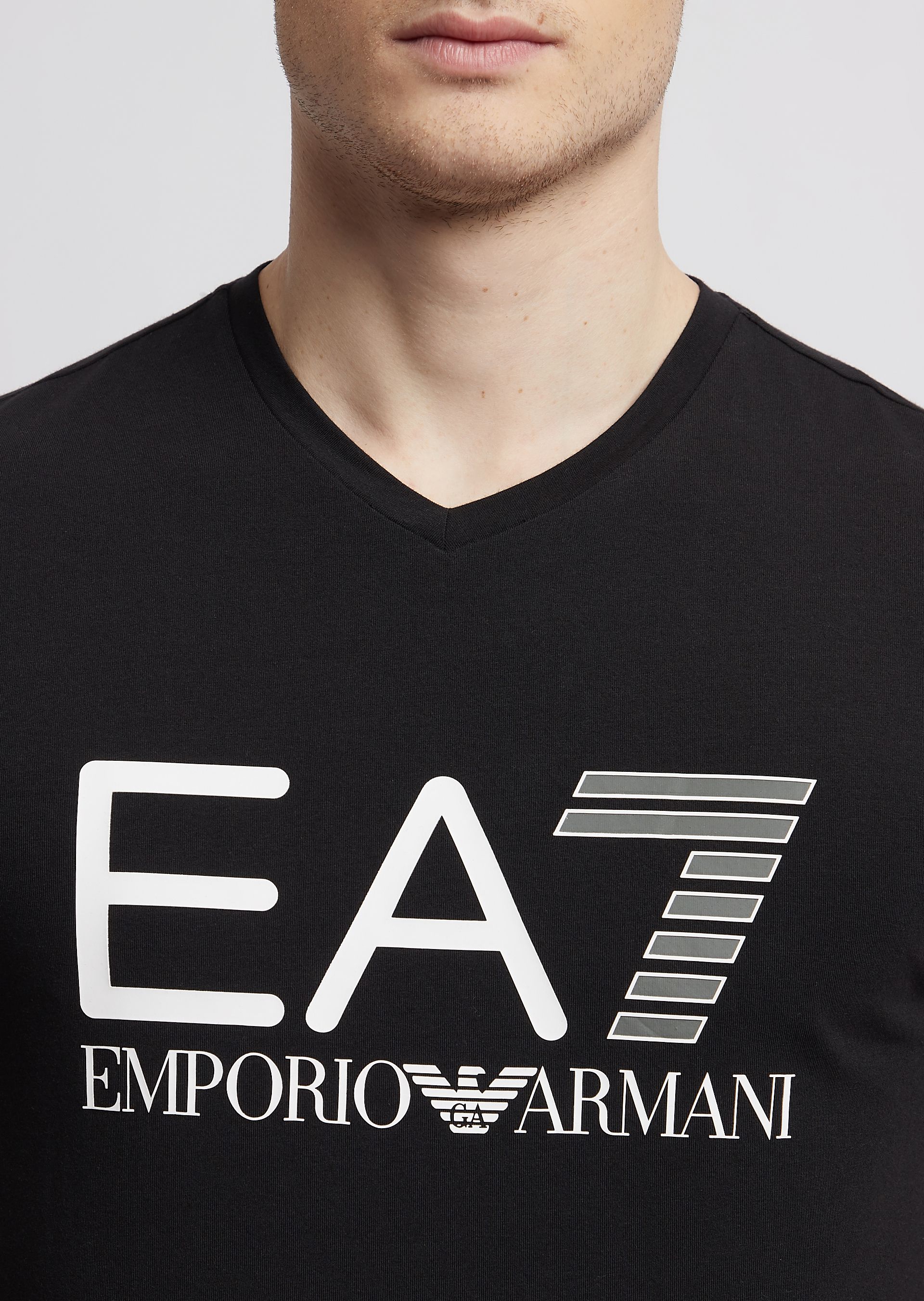 Stretch cotton Train Logo T-shirt with logo print | Man | Ea7