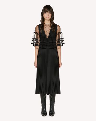 REDValentino Tulle point d'esprit poncho with zagana ribbon detail.