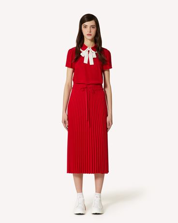 REDValentino Silk top with rounded collar and bow