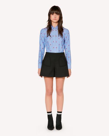 REDValentino 心形刺绣条纹牛津布衬衫