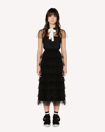 REDValentino Tulle point d’esprit top with collar bow detail