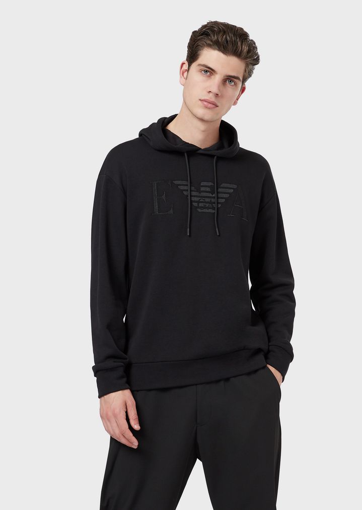 Sweatshirt aus Baumwolle mit Kapuze und gesticktem Logo Sweatshirt aus Baumwolle mit Kapuze und gesticktem Logo