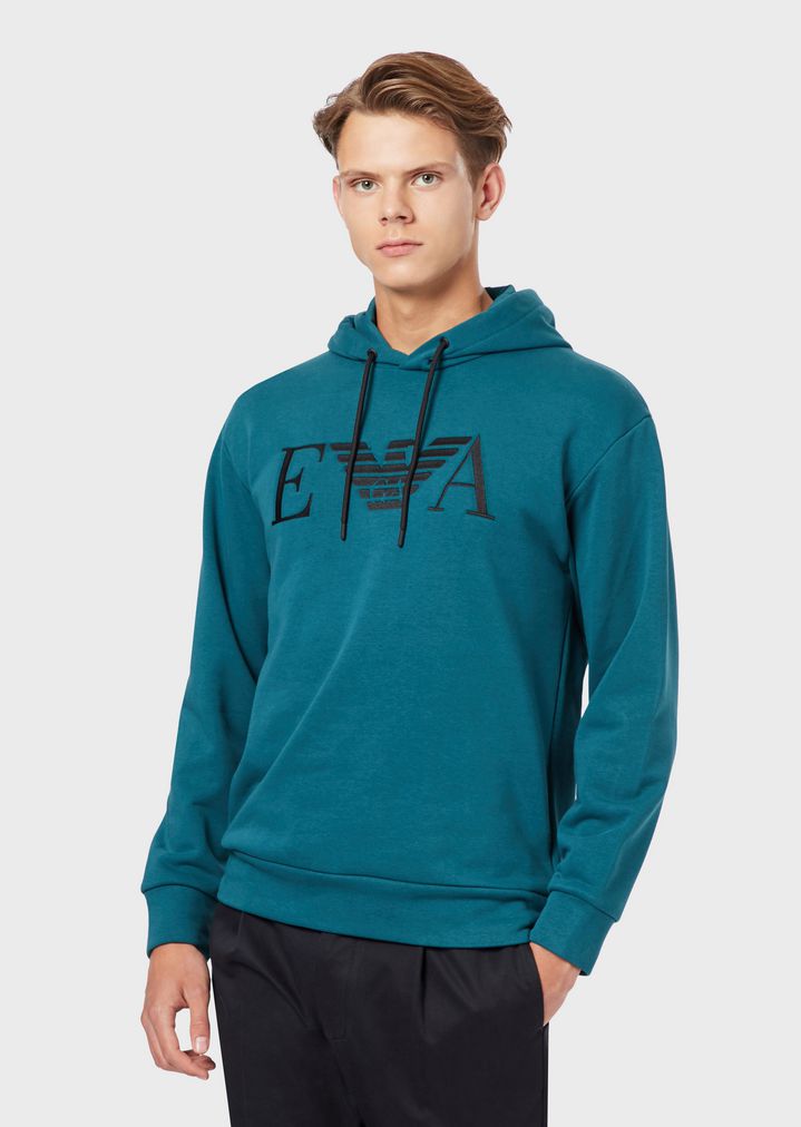 Sweatshirt aus Baumwolle mit Kapuze und gesticktem Logo Sweatshirt aus Baumwolle mit Kapuze und gesticktem Logo