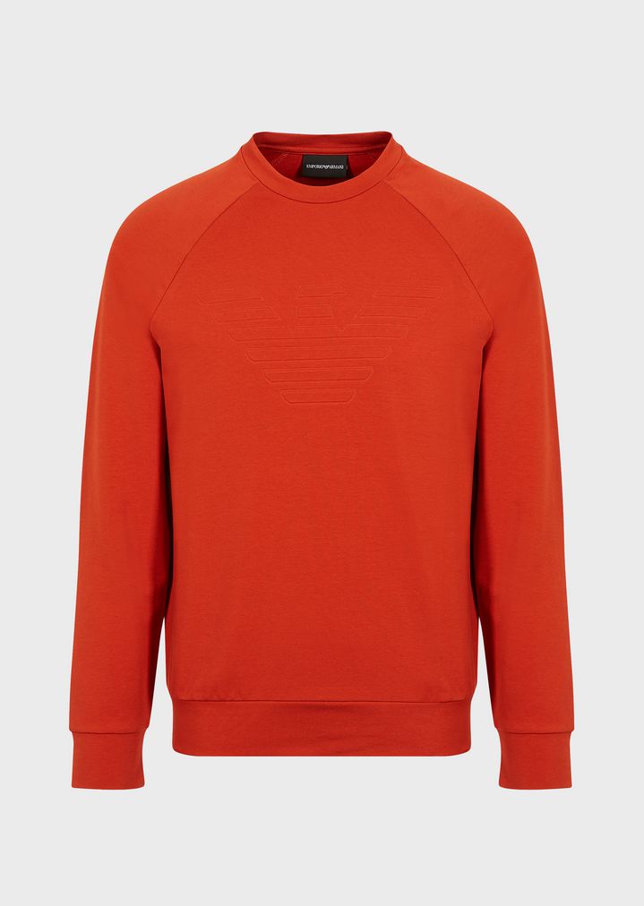 Sweatshirt aus Baumwollstretch mit geprägtem Logo Sweatshirt aus Baumwollstretch mit geprägtem Logo