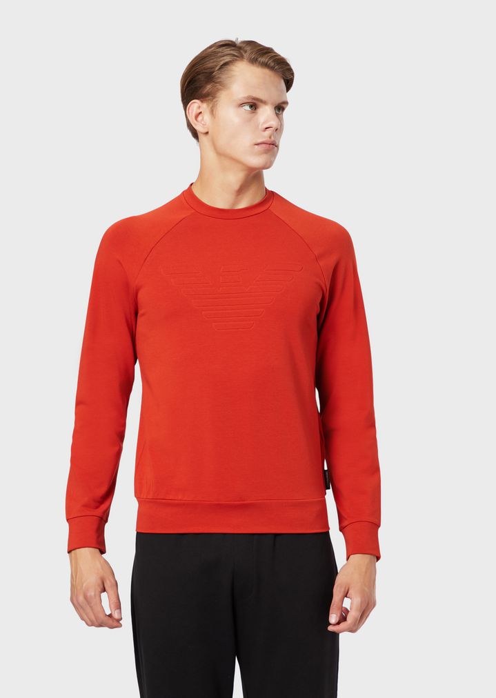 Sweatshirt aus Baumwollstretch mit geprägtem Logo Sweatshirt aus Baumwollstretch mit geprägtem Logo