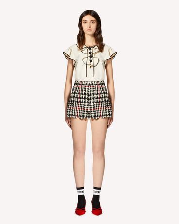 REDValentino Crepe de chine jacquard top with jabot detail