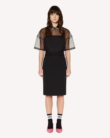REDValentino Rhinestones embroidered silk organza top