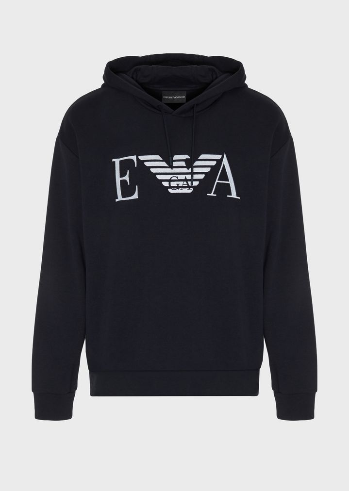 Sweatshirt aus Baumwolle mit Kapuze und gesticktem Logo Sweatshirt aus Baumwolle mit Kapuze und gesticktem Logo