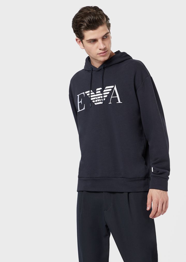 Sweatshirt aus Baumwolle mit Kapuze und gesticktem Logo Sweatshirt aus Baumwolle mit Kapuze und gesticktem Logo