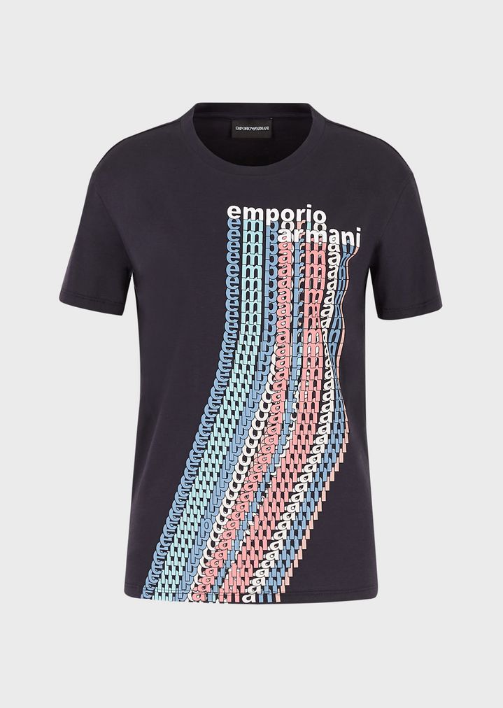 Pima jersey T-shirt with optical logo Pima jersey T-shirt with optical logo