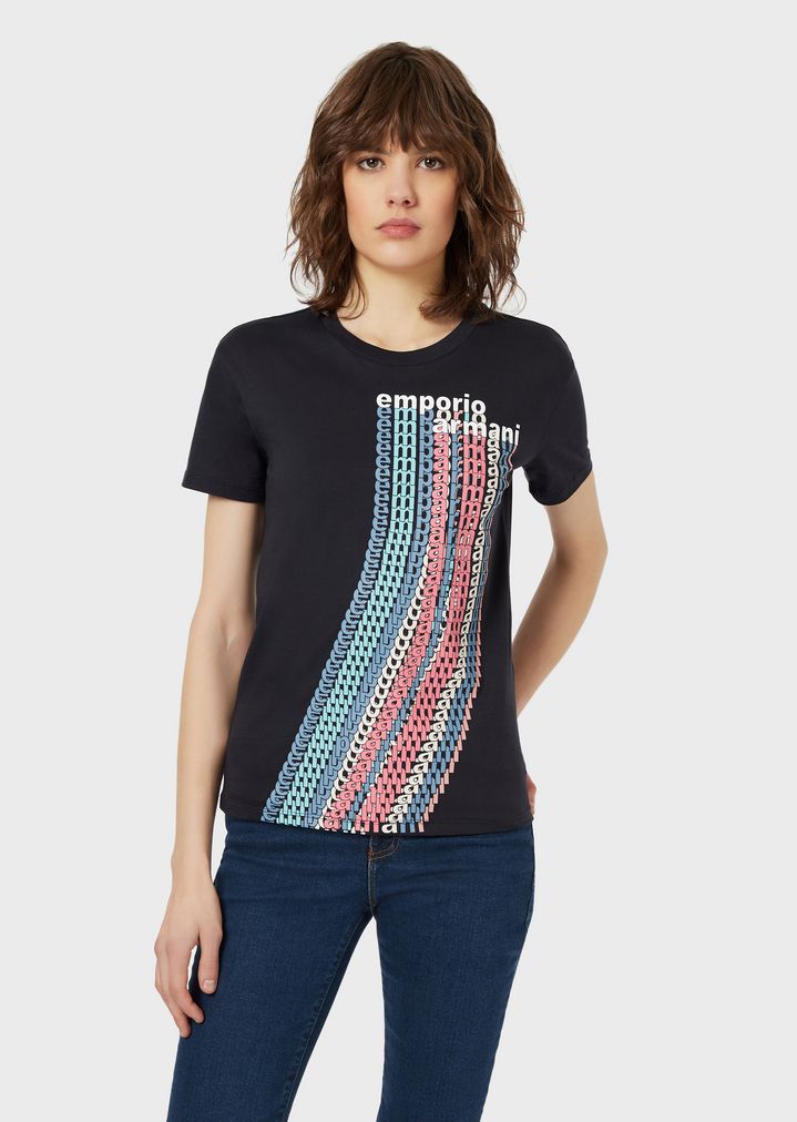 Pima jersey T-shirt with optical logo Pima jersey T-shirt with optical logo