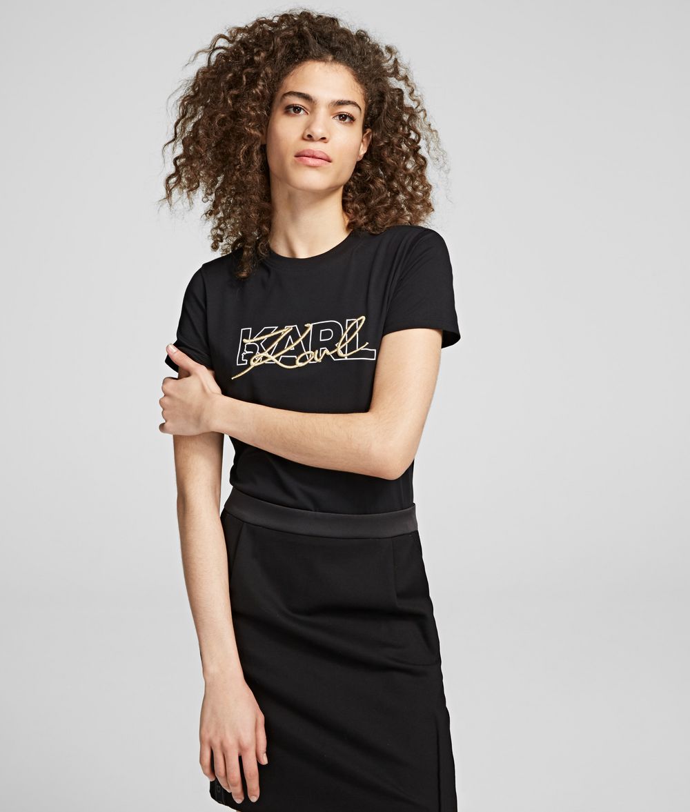 KARL LAGERFELD Double Logo T-shirt T-shirt Woman f