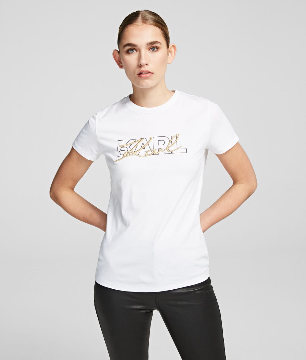 KARL LAGERFELD Double Logo T-shirt T-shirt Woman f
