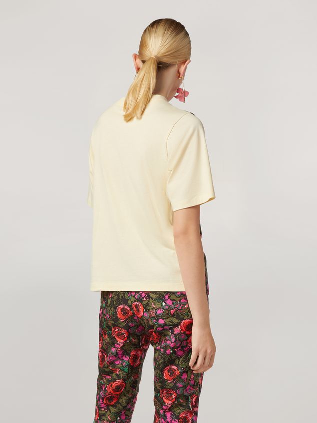 Short Sleeve T-Shirt Marni Jersey T-shirt with top patch in faille Amarcord print Woman