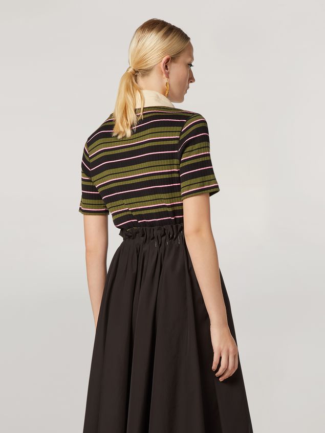 Short Sleeve T-Shirt Marni T-shirt in ribbed striped yarn-dyed jersey Woman