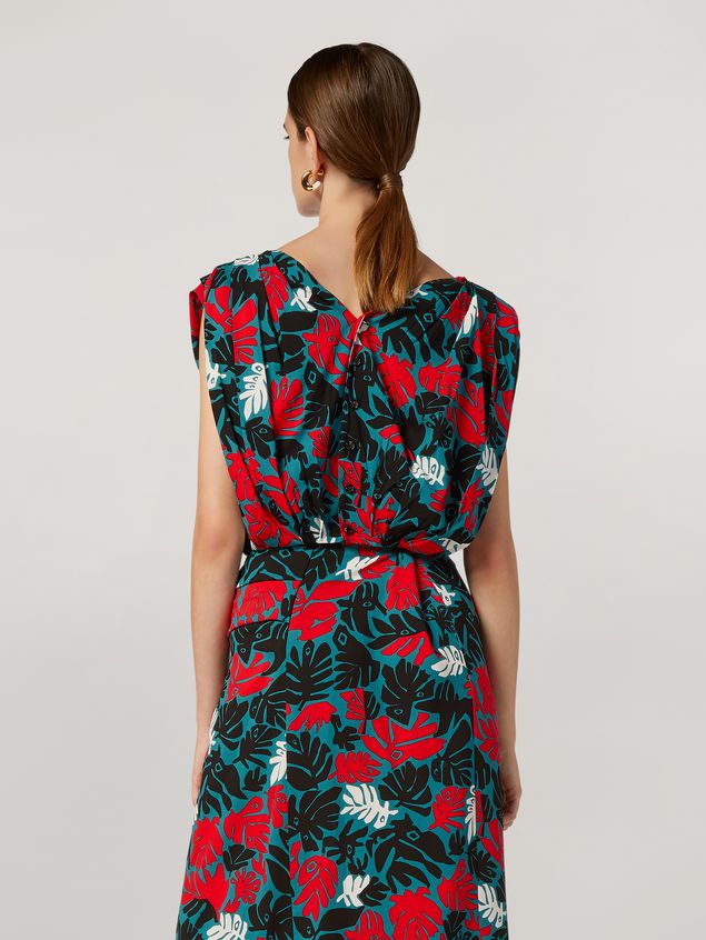 Top Marni Draped top in viscose sablé Eyed Leaves print Woman