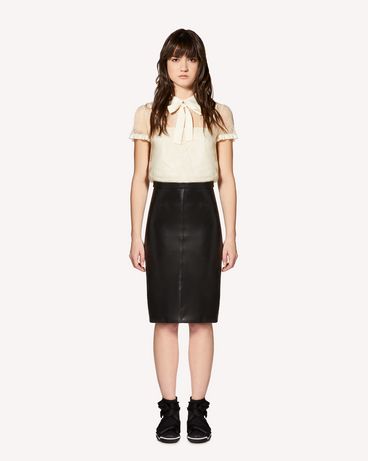 REDValentino Dentelle fleurs lace top with rounded collar and bow