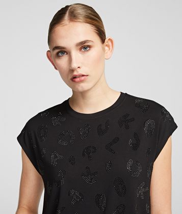 KARL LAGERFELD SPARKLY LOGO T-SHIRT KARL LAGERFELD SPARKLY LOGO T-SHIRT