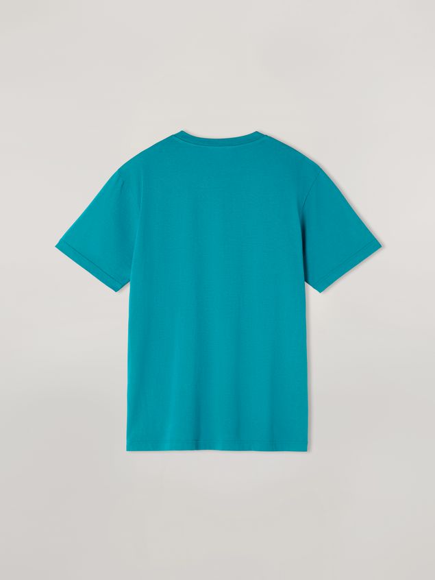 T-Shirt mit kurzen Ärmeln Marni Türkisfarbenes T-Shirt aus Baumwolljersey mit Logo an der Vorderseite Herren