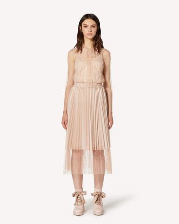 REDValentino Point d'esprit tulle top with lace ribbons