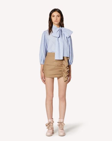 REDValentino Lamé flower microstriped poplin top