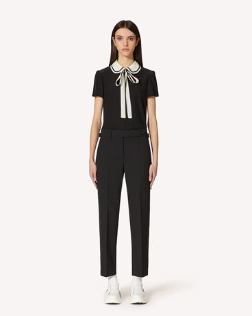 REDValentino Silk top with rounded collar and bow