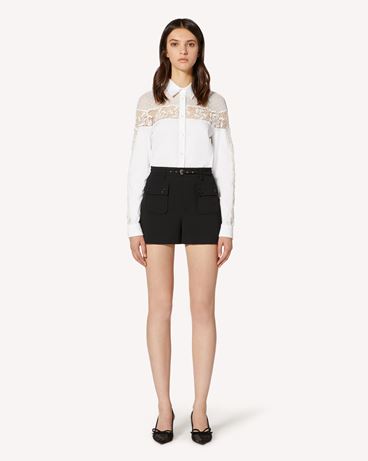 REDValentino Cotton poplin shirt with polka dot cotton mesh