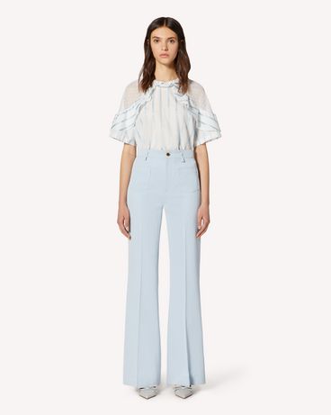 REDValentino Striped lamé voile top with polka dot cotton mesh